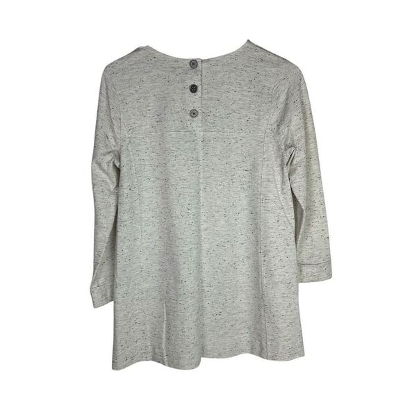 J Jill Small Tunic Cream Gray Black Speckled Ponte Cuffed Sleeve Top - Picture 2 of 7